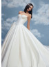 Strapless Ivory Pleated Satin Corset Back Timeless Wedding Dress